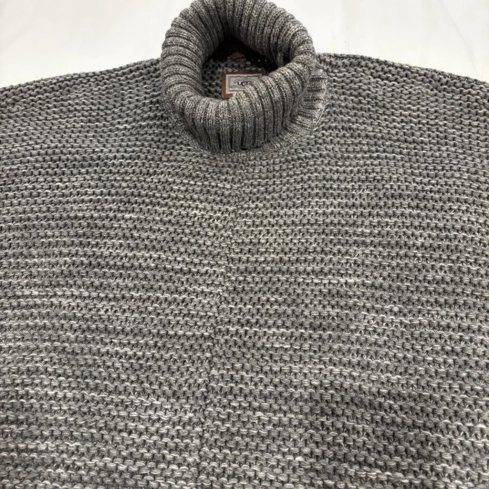UGG Sweaters I  Ugg Chunky Knit Grey Turtleneck Poncho Sweater (One Size) - Picture 4 of 8